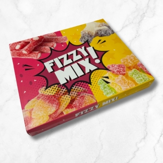 Fizzy sweet selection box including 4 fan-favourites - Fizzy Strawerry Pencil Bites, Fizzy Cola Bottles, Fizzy Peaches & Fizzy Bears. 