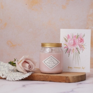 Pink peony & rose candle from 'The Naked candle Co' based locally in Manchester. 